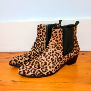 J.CREW Chelsea Boots Leopard Print Calf Hair